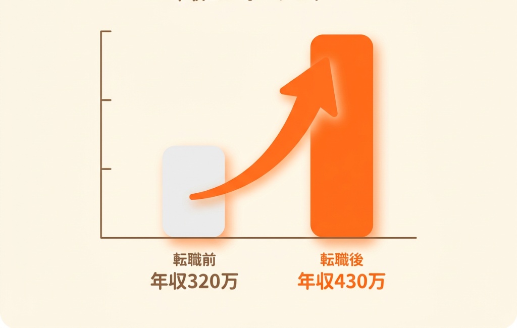 年収比較グラフ 320万→430万