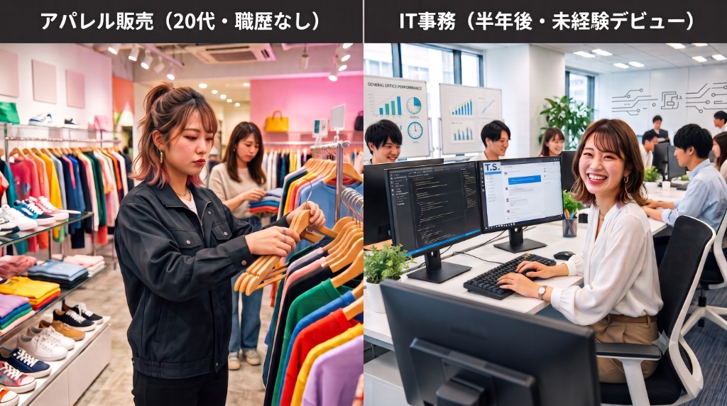 アパレル販売→IT事務 ビフォーアフター
