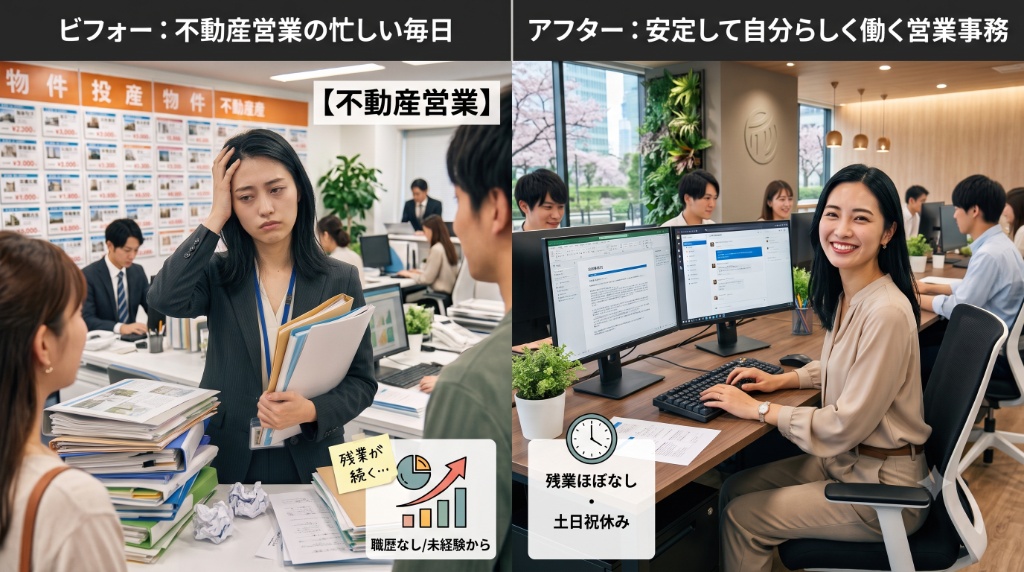 不動産営業→営業事務 ビフォーアフター