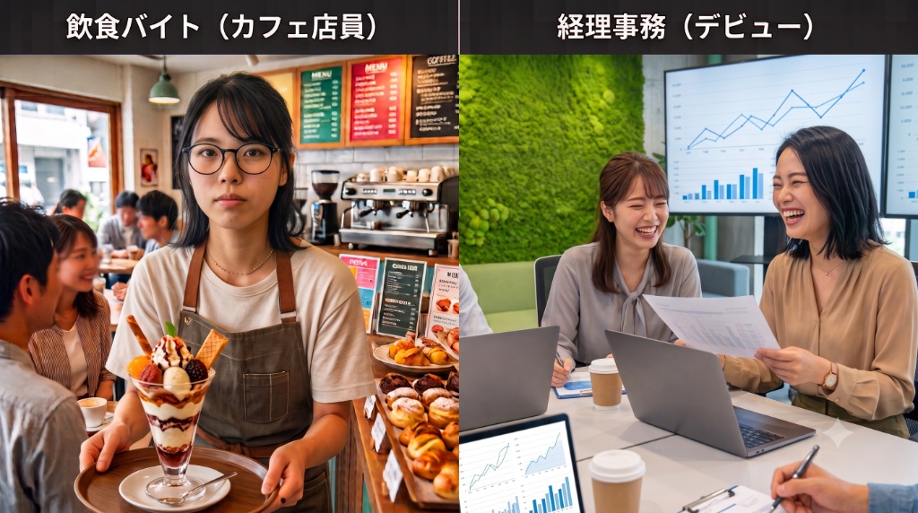 飲食バイト→経理事務 ビフォーアフター
