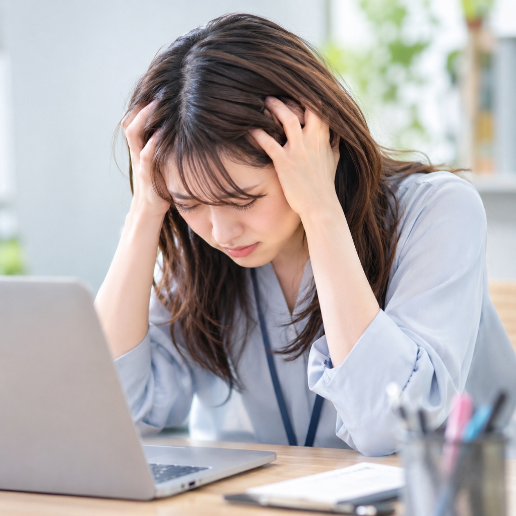 頭を抱えて落ち込だ20代のイメージ