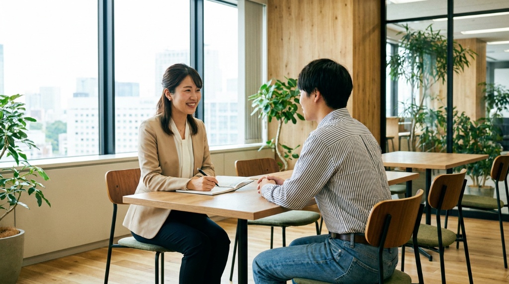 笑顔で親身に話を聞くアドバイザーの写真